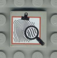 Part 3068px18 - Tile 2 x 2 with Groove with Magnifying Glass and Fingerprint Pattern - De BrickPlaats