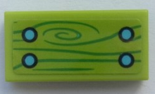 Part 3069pb0968 - Tile 1 x 2 with Green Wood Grain, Medium Azure Nails Pattern (Sticker) - Set 41395 - De BrickPlaats