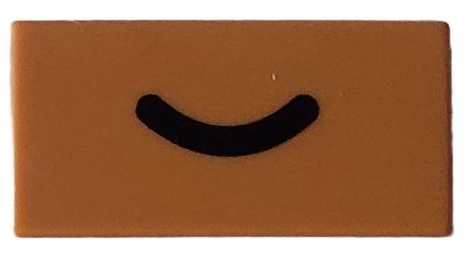 Part 3069pb1145 - Tile 1 x 2 with Black Smile / Frown Curved Line Pattern - De BrickPlaats