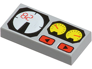 Part 3069px19 - Tile 1 x 2 with Red 82, Yellow and White Gauges Pattern - De BrickPlaats