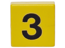 Part 3070p03 - Tile 1 x 1 with Black Number 3 Pattern - De BrickPlaats