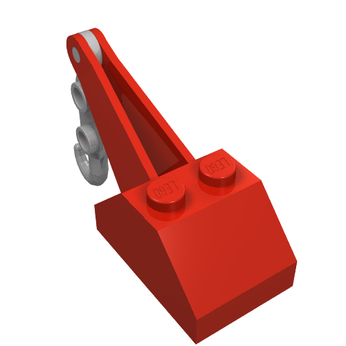 Part 3135c02 - Hook Slope 45 2 x 3 x 1 1/3 Double with Arm and Light Gray Tow Hook - De BrickPlaats