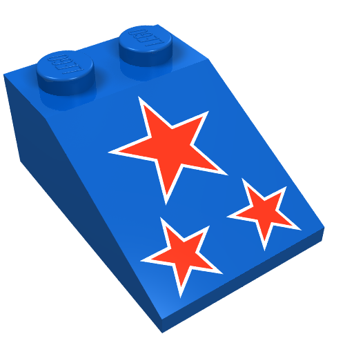 Part 3298p21 - Slope 33 3 x 2 with Red Stars Pattern - De BrickPlaats