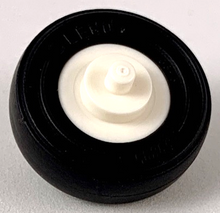 Part 3464c03 - Wheel Center Small with Stub Axles (Pulley Wheel) with Black Tire 14mm D. x 4mm Smooth Small Single with Number Embossed on Side (3464 / 59895) - De BrickPlaats