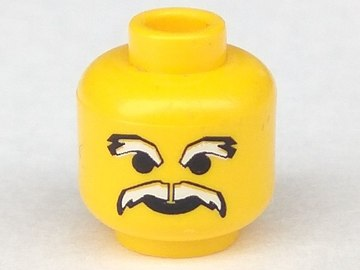 Part 3626p61 - Minifigure, Head Moustache Ice Planet White and White Eyebrows Pattern - De BrickPlaats