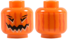 Part 3626pb0388 - Minifigure, Head Pumpkin Jack O' Lantern with Vertical Lines on Back Pattern - De BrickPlaats