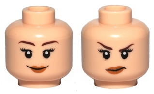 Part 3626pb0482 - Minifigure, Head Dual Sided Female Smile / Annoyed Pattern - De BrickPlaats