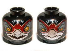 Part 3626pb0891 - Minifigure, Head Dual Sided Alien Chima Raven with Silver Beak and Dark Red Markings, Wide Eyes / Narrow Eyes Pattern (Razar) - De BrickPlaats