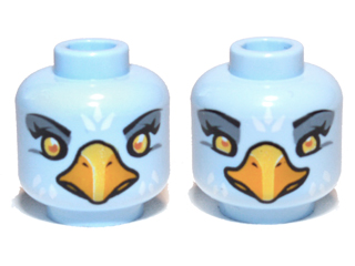 Part 3626pb0898 - Minifigure, Head Dual Sided Alien Chima Eagle with Yellow Eyes, Sand Blue Eye Shadow, Bright Light Orange Beak, and White Feathers, Wide / Narrow Eyes Pattern - De BrickPlaats