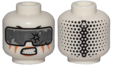 Part 3626pb2222 - Minifigure, Head Alien Ninjago with Silver Goggles, Orange Stripes, Gritted Teeth Pattern - Hollow Stud - De BrickPlaats