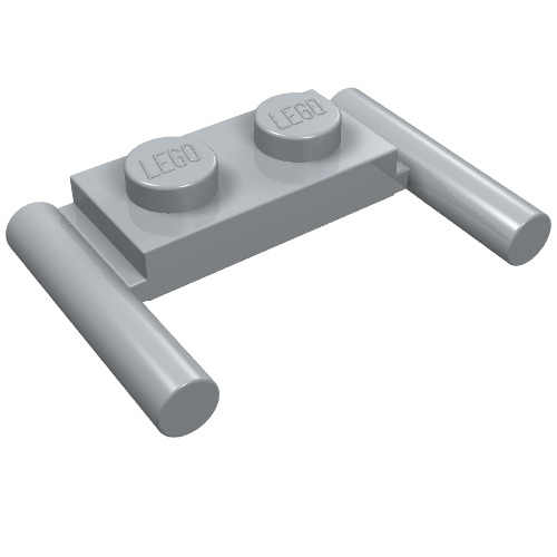 Part 3839b - Plate, Modified 1 x 2 with Bar Handles - Flat Ends, Low Attachment - De BrickPlaats