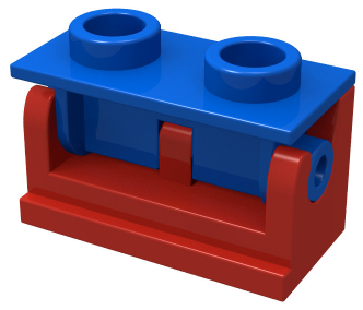 Part 3937c03 - Hinge Brick 1 x 2 with Blue Top Plate (3937 / 3938) - De BrickPlaats