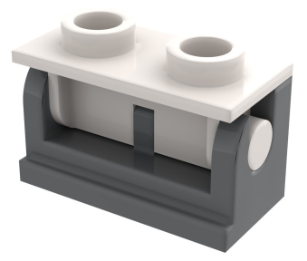 Part 3937c14 - Hinge Brick 1 x 2 with White Top Plate (3937 / 3938) - De BrickPlaats
