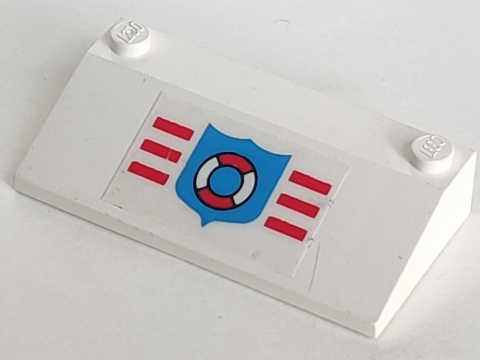 Part 3939pb06 - Slope 33 3 x 6 with Inner Walls with Coast Guard Pattern (Sticker) - Set 6353 - De BrickPlaats