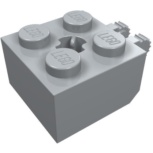 Part 40902 - Hinge Brick 2 x 2 Locking with 2 Fingers Vertical and Axle Hole, 9 Teeth - De BrickPlaats