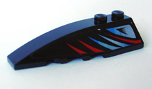 Part 41748pb026 - Wedge 6 x 2 Left with Sleek Red and Bluish Silver Pattern (Sticker) - Set 8669 - De BrickPlaats