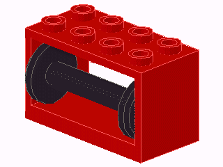 Part 4209c01 - String Reel 2 x 4 x 2 Holder with Black Drum (4209 / 4208) - De BrickPlaats