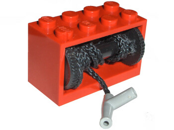 Part 4209c02 - String Reel 2 x 4 x 2 Holder with Black Drum with Black String 35L with Light Gray Hose Nozzle Simple (4209 / 4208 / 194cx2) - De BrickPlaats
