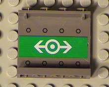 Part 4215bpb06 - Panel 1 x 4 x 3 - Hollow Studs with Train Logo White on Green Pattern on Inside (Sticker) - Set 4512-1 - De BrickPlaats
