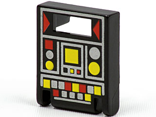Part 4346pb05 - Container, Box 2 x 2 x 2 Door with Slot with Red and Yellow Controls Pattern - De BrickPlaats