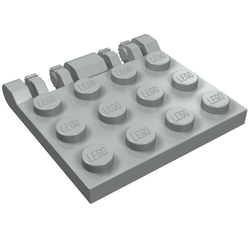 Part 44570 - Hinge Plate 3 x 4 Locking Dual 2 Fingers, 9 Teeth - De BrickPlaats