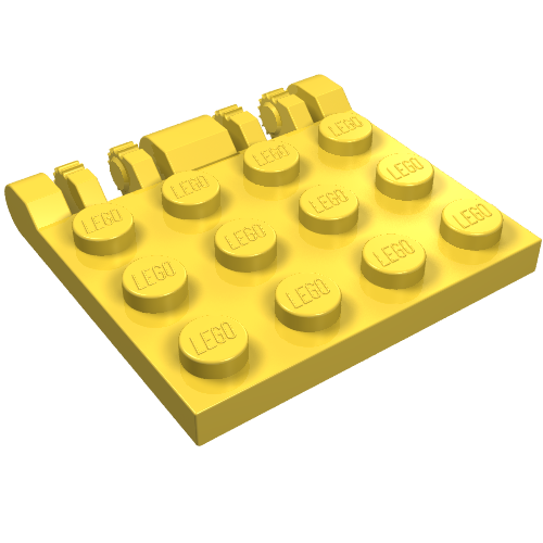 Part 44570 - Hinge Plate 3 x 4 Locking Dual 2 Fingers, 9 Teeth - De BrickPlaats