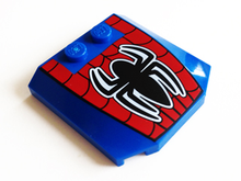 Part 45677pb074 - Wedge 4 x 4 x 2/3 Triple Curved with Web and Black Spider Pattern - De BrickPlaats