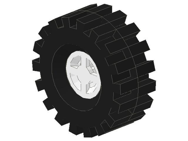 Part 4624c03 - Wheel 8mm D. x 6mm with Black Tire 21mm D. x 9mm Offset Tread Medium (4624 / 4084) - De BrickPlaats