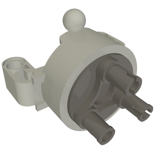 Part 46490c01 - Technic, Steering Axle with 2 Pin Holes, 2 Axle Holes and 2 Tow Ball Arms with Dark Bluish Gray Wheel Hub - De BrickPlaats