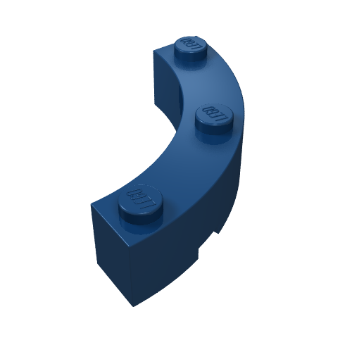 Part 48092 - Brick, Round Corner 4 x 4 Macaroni Wide with 3 Studs - De BrickPlaats