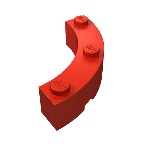 Part 48092 - Brick, Round Corner 4 x 4 Macaroni Wide with 3 Studs - De BrickPlaats