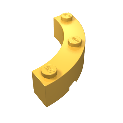 Part 48092 - Brick, Round Corner 4 x 4 Macaroni Wide with 3 Studs - De BrickPlaats