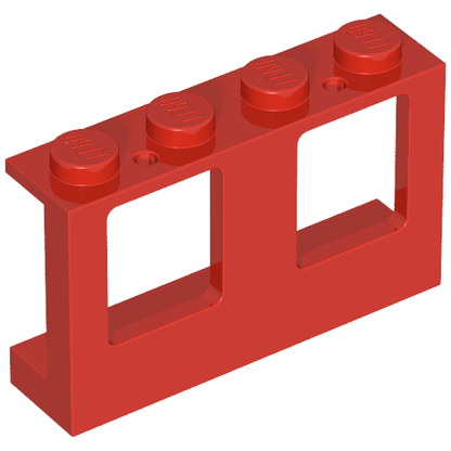 Part 4863 - Window 1 x 4 x 2 Plane, Single Top Hole and Double Bottom Holes for Glass - De BrickPlaats