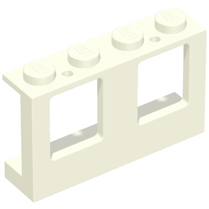 Part 4863 - Window 1 x 4 x 2 Plane, Single Top Hole and Double Bottom Holes for Glass - De BrickPlaats