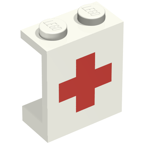 Part 4864ap02 - Panel 1 x 2 x 2 - Solid Studs with Red Cross Pattern - De BrickPlaats