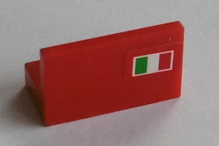 Part 4865pb012R - Panel 1 x 2 x 1 with Italian Flag on Red Background Pattern Model Right Side (Sticker) - Set 8654 / 8375 / 8673 - De BrickPlaats