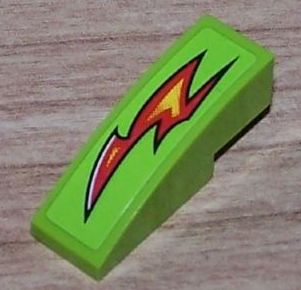 Part 50950pb023L - Slope, Curved 3 x 1 with Red Fire Pattern Model Left (Sticker) - Set 8199 - De BrickPlaats