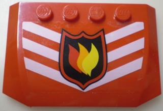 Part 52031pb005 - Wedge 4 x 6 x 2/3 Triple Curved with Fire Logo Badge and 3 White Chevrons Pattern (Sticker) - Set 7239 - De BrickPlaats