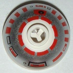 Part 553px1 - Brick, Round 2 x 2 Dome Top with Silver and Red Pattern (R5-D4) - 8 Arcs on Top - De BrickPlaats
