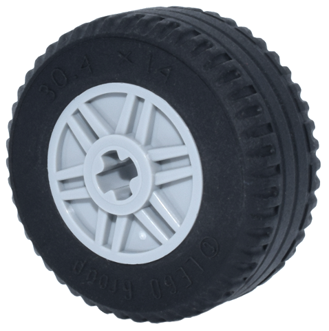 Part 55982c03 - Wheel 18mm D. x 14mm with Axle Hole, Fake Bolts and Shallow Spokes with Black Tire 30.4 x 14 Solid (55982 / 58090) - De BrickPlaats