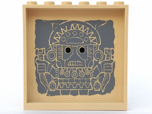 Part 59349pb045 - Panel 1 x 6 x 5 with Aztec Figure with Spiky Headdress and Knives on Dark Bluish Gray Stone Pattern on Inside (Sticker) - Set 7627 - De BrickPlaats