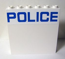 Part 59349pb098 - Panel 1 x 6 x 5 with Blue 'POLICE' on White Background Pattern (Sticker) - Set 60044 - De BrickPlaats