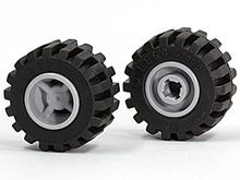 Part 6014bc01 - Wheel 11mm D. x 12mm, Hole Notched for Wheels Holder Pin with Black Tire Offset Tread Small Wide (6014b / 6015) - De BrickPlaats
