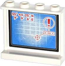 Part 60581pb039 - Panel 1 x 4 x 3 with Side Supports - Hollow Studs with Map with Coordinates, Target and Red Exclamation Mark Pattern on Inside (Sticker) - Set 60044 - De BrickPlaats