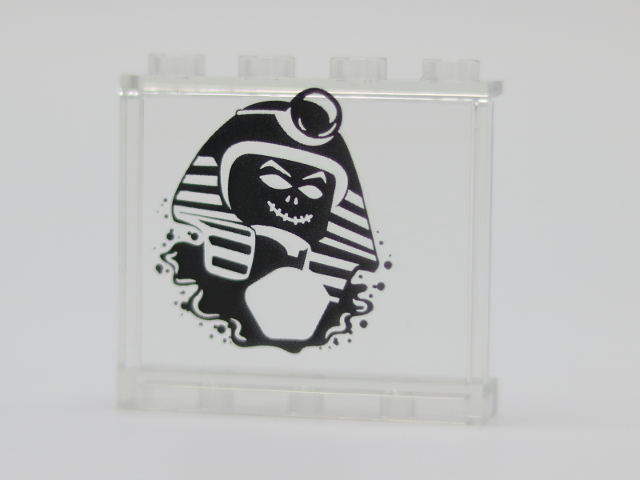 Part 60581pb138 - Panel 1 x 4 x 3 with Side Supports - Hollow Studs with Black Undead Pharaoh Pattern - De BrickPlaats