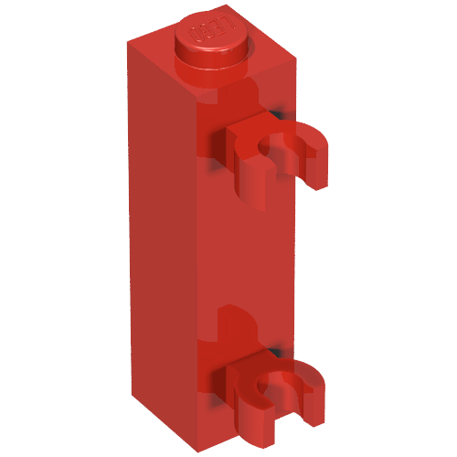 Part 60583a - Brick, Modified 1 x 1 x 3 with 2 Clips (Vertical Grip) - Solid Stud - De BrickPlaats