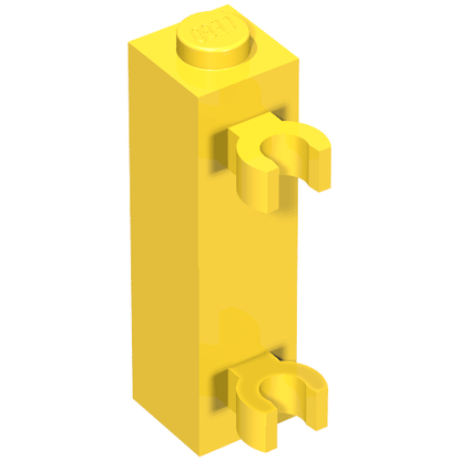 Part 60583a - Brick, Modified 1 x 1 x 3 with 2 Clips (Vertical Grip) - Solid Stud - De BrickPlaats