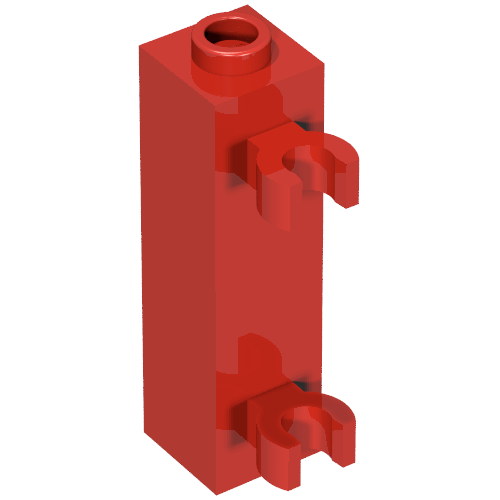 Part 60583b - Brick, Modified 1 x 1 x 3 with 2 Clips (Vertical Grip) - Hollow Stud - De BrickPlaats