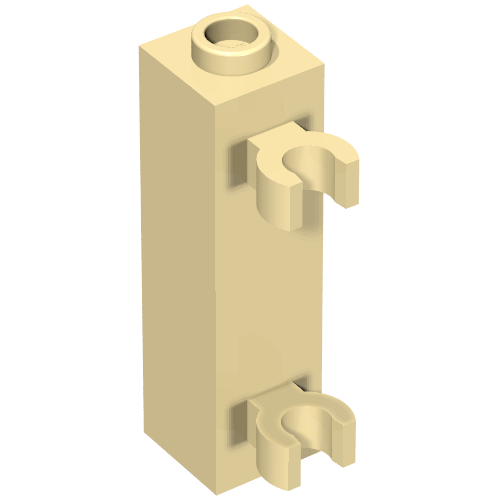 Part 60583b - Brick, Modified 1 x 1 x 3 with 2 Clips (Vertical Grip) - Hollow Stud - De BrickPlaats