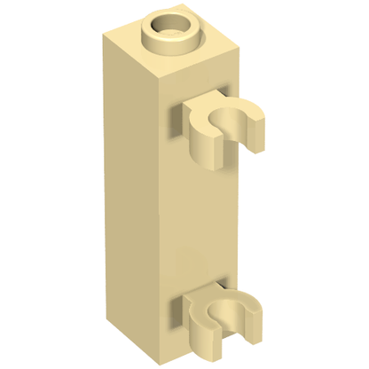 Part 60583b - Brick, Modified 1 x 1 x 3 with 2 Clips (Vertical Grip) - Hollow Stud - De BrickPlaats